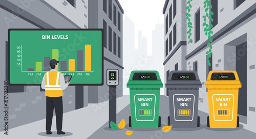 Smart waste management system with connected bins and data analysis dashboard