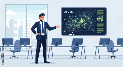 Illustrative presentation on artificial intelligence applications in a workspace
