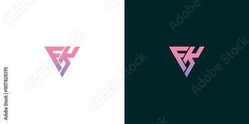 Elegant Triangle Logo Design FK Monogram with Gradient