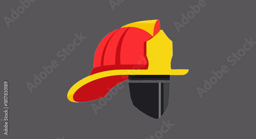 Minimal Firefighter Helmet Icon Vector
