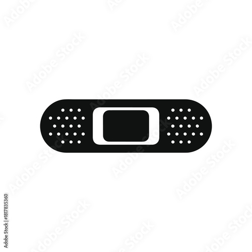 Bandage strip silhouette icon, medical adhesive band-aid vector