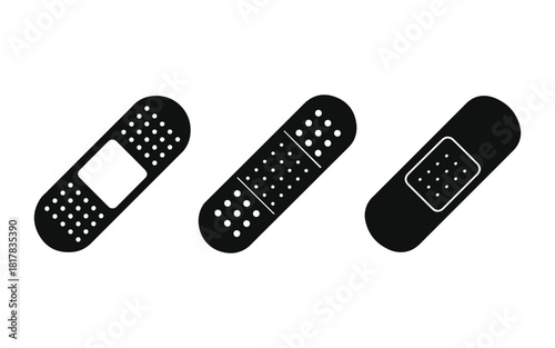 Bandage strip silhouette icon, medical adhesive band-aid vector