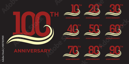 Collection of anniversary logo design. Celebration day special vector symbol concept