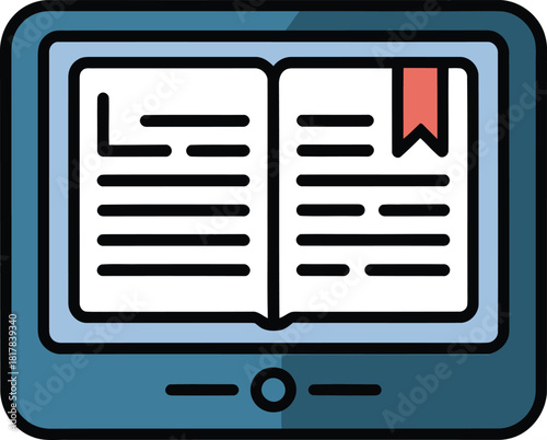 Digital reading concept of electronic book reader for library or education