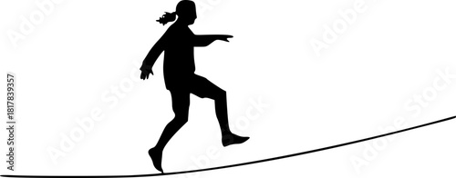 Man walking tightrope silhouette representing challenge, danger, and confidence design