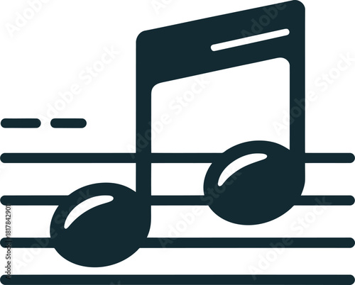 Pair of music notes are placed on staff represent harmony and arrangements