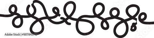 Black squiggle line design element on a white background illustration