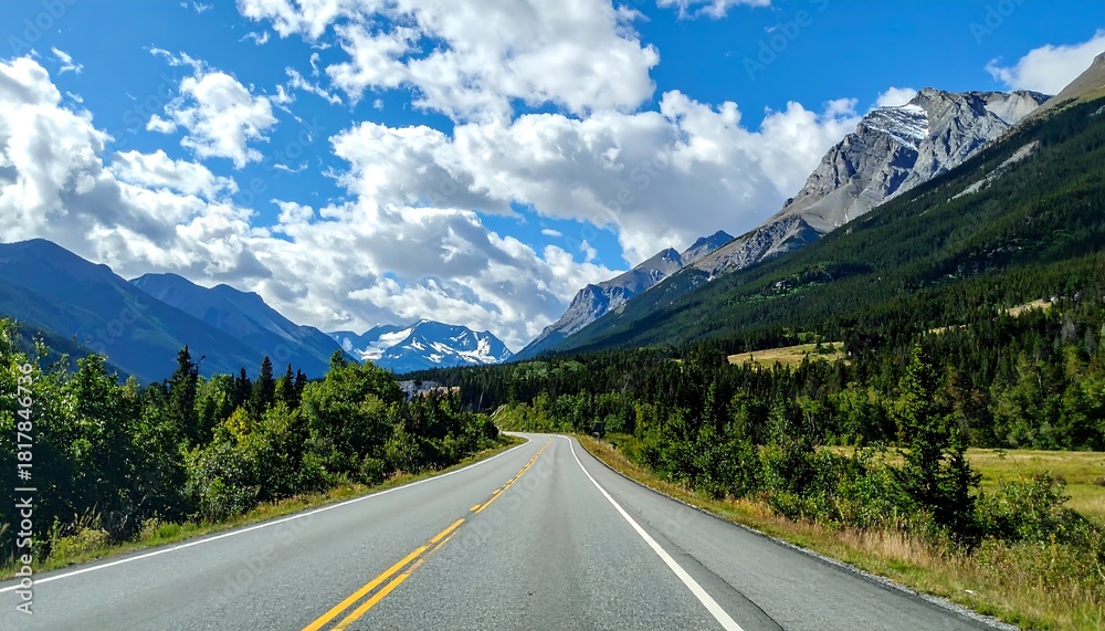 Fototapeta premium Scenic Road Trip Through the Majestic Mountain Landscape.