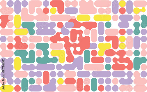 Abstract geometric pattern with pastel colors and rounded shapes background