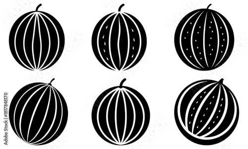 Fresh watermelon icons for summer designs, add a juicy, healthy touch to your projects with these simple, elegant watermelons, originally vector art