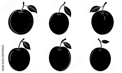 Fresh plums ready to add natural sweetness to your designs, versatile vector icons for healthy food projects and vibrant summer promotions