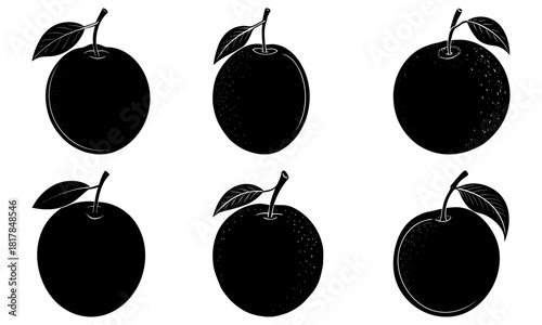 Elegant silhouette of fresh oranges, graphic design element, perfect for food packaging, juice labels, vibrant citrus fruit, organic farm product advertising