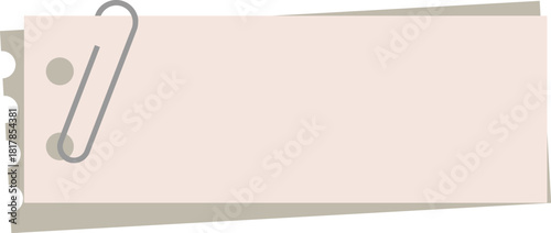 Two Small Blank Memo Papers with Silver Paper Clip - SVG Vector Illustration
