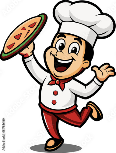 cartoon chef with pizza
