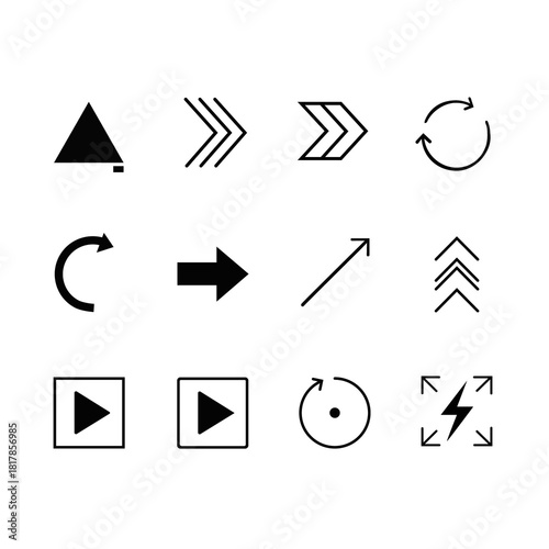 Financial Direction and Control Icons (Play, Forward, Refresh, Growth)