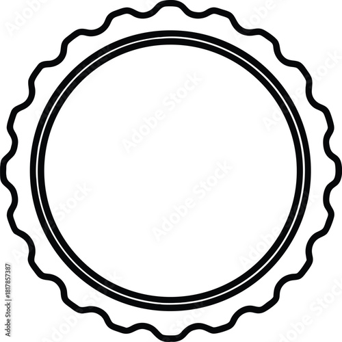 Beer bottle cap line art circular cap with ridged edge 1