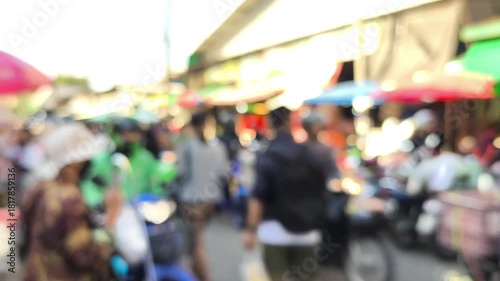 Wallpaper Mural Blurred people' activities in the fresh market, Chiangmai Thailand.	 Torontodigital.ca