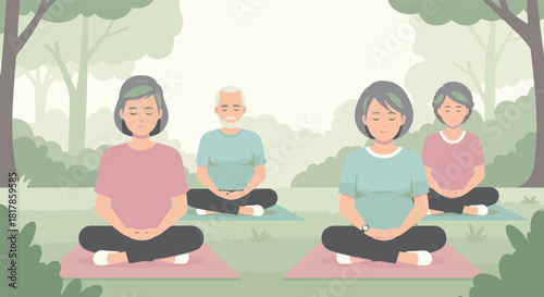 Peaceful Senior Meditation A Serene Group Practice in Nature's Embrace