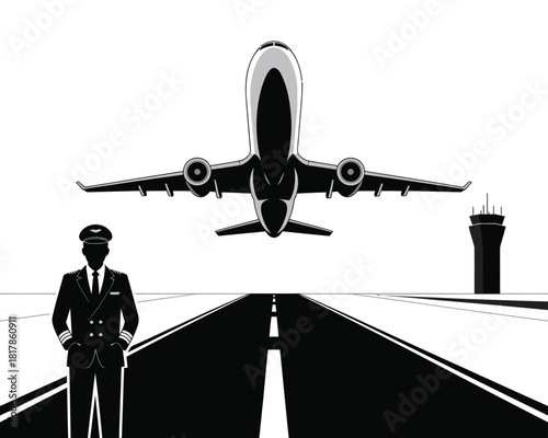 Pilot airplane takeoff airport control tower aircraft runway