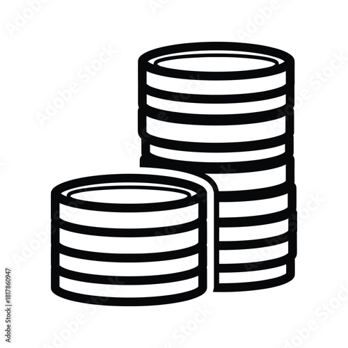 Stacks of coins isolated on, representing wealth and finance