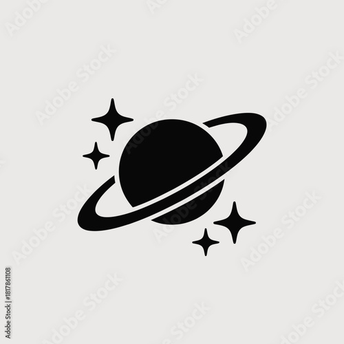 Planet with rings and stars icon space cosmos