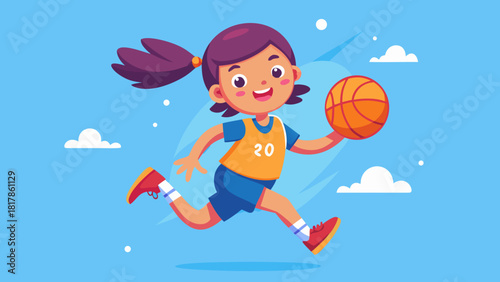 Basketball girl cartoon vector character