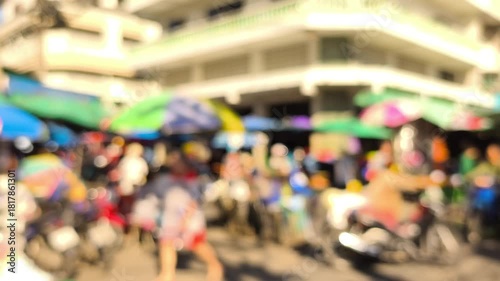 Blurred people' activities in the fresh market, Chiangmai Thailand.	