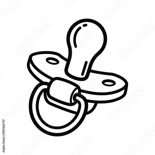 Baby pacifier outline icon illustration, symbol of comfort, soothing, and infancy, isolated