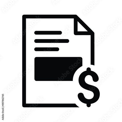 Invoice icon isolated on, representing financial transaction