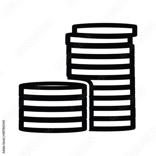Stacks of coins isolated on representing wealth and investment