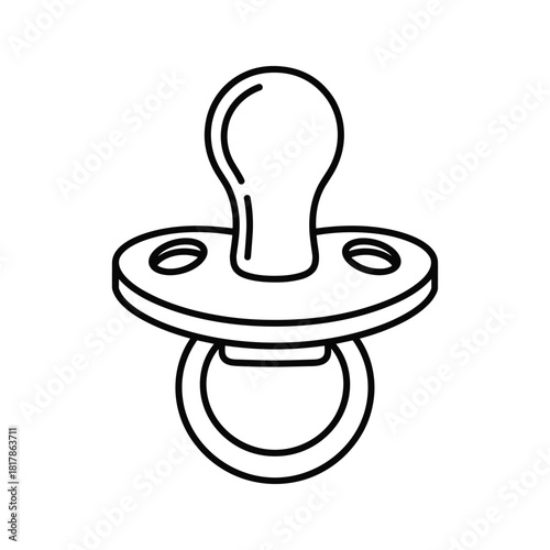 Baby pacifier outline icon illustration. simple linear drawing of a soother or dummy symbol.