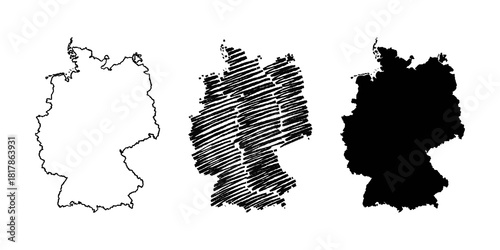 Germany map hand drawn Sketch Scribble background vector, Germany freehand Sketch map, vintage hand drawn map.