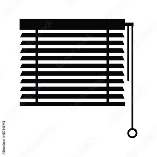 Black and white illustration of window blinds isolated on