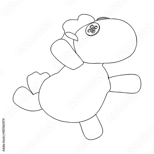 Outline for Coloring of Horse Plush Cute and Funny Toy. Vector Illustration.