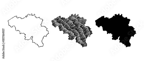 Belgium map hand drawn Sketch Scribble background vector, Belgium freehand Sketch map, vintage hand drawn map.