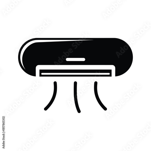 Black air conditioner icon isolated on, cooling appliance