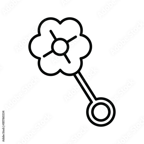 Baby rattle flower shape toy icon illustration perfect for infant care and childhood designs