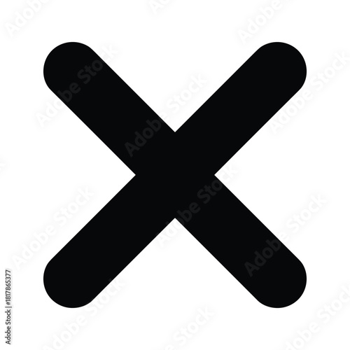 Black cross symbol isolated on represents a cancellation