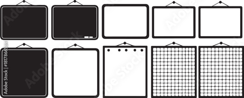 Set of various blackboards and whiteboards with different textures and styles.