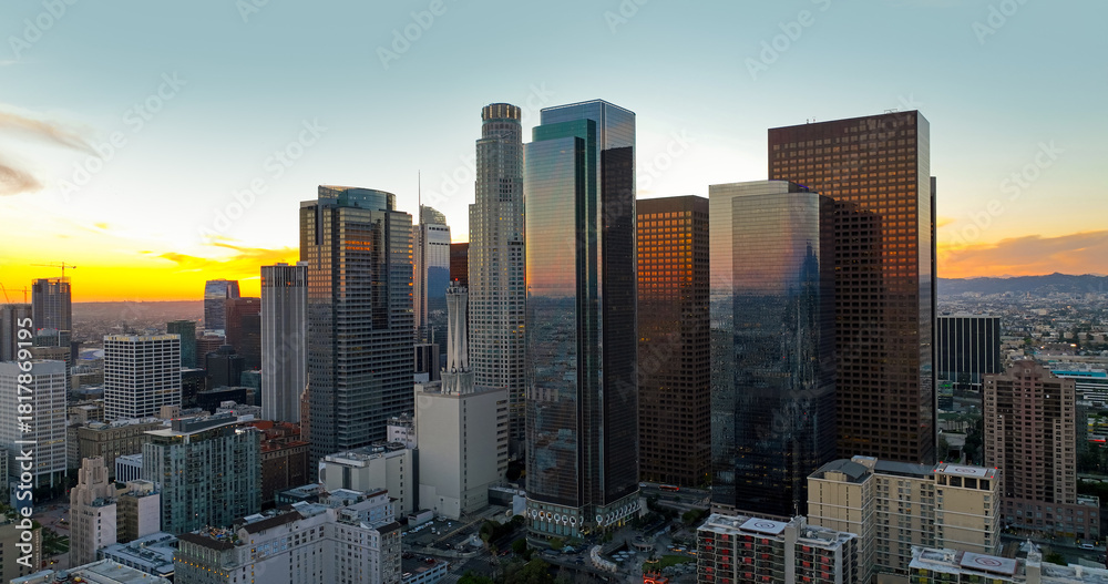 Obraz premium Downtown Los Angeles aerial panorama. LS city.
