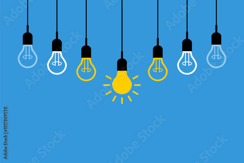 light bulb teamwork concept, knowledge or skills transfer, innovation individuality improvement