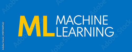ML machine learning, banner or social media post template, vector header
