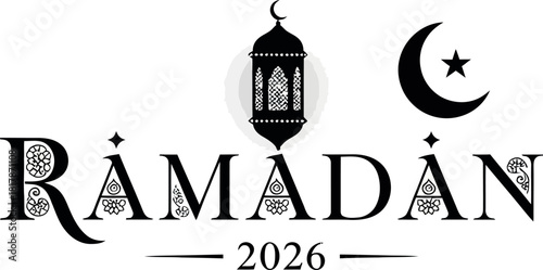 Vector Illustration of Elegant Ramadan Kareem Greeting with Islamic Lantern & Crescent Moon for Holy Month