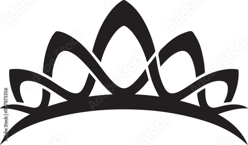 Stylized black celtic knot crown symbol isolated on white background