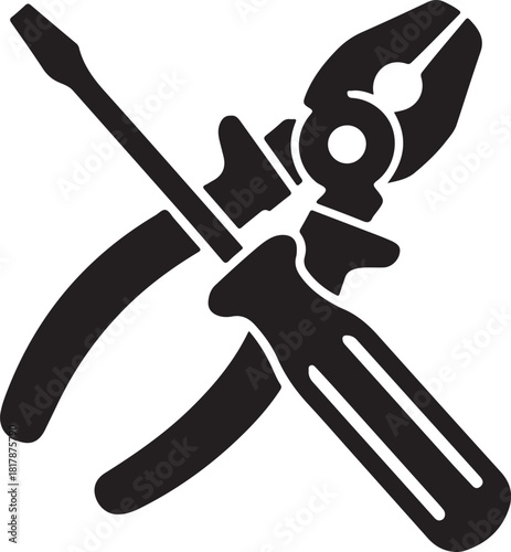 Crossed pliers and screwdriver icon symbol