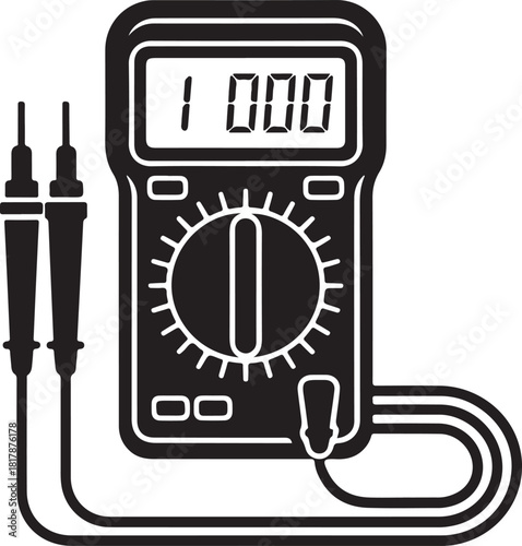 Digital multimeter icon with probes and display