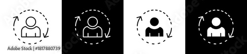Life Cycle icon set in line and glyph style on black and white background