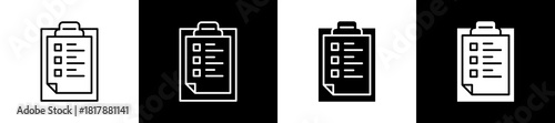 Set In Order icon set in line and glyph style on black and white background