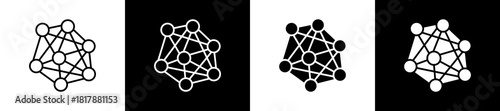 Complexity icon set in line and glyph style on black and white background