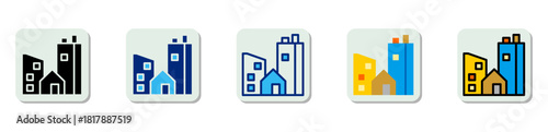 Hotel Icon Multi Style Vector Illustration